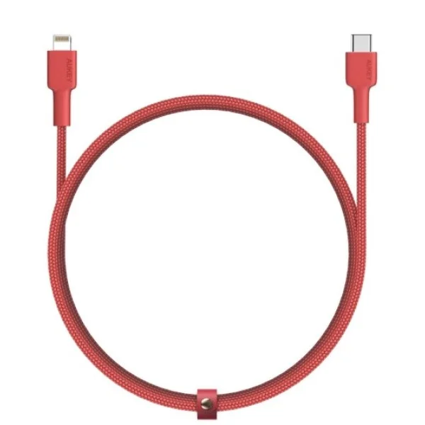 Aukey MFI Braided Nylon USB C To Lightning Cable 2m, Red - CB-CL2